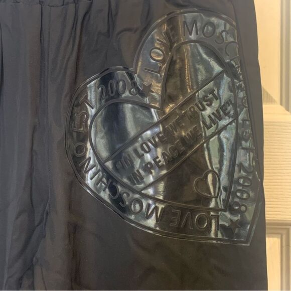 Love Moschino Black Pants Heart Logo Ankle Zippers Size 4 - Picture 5 of 14